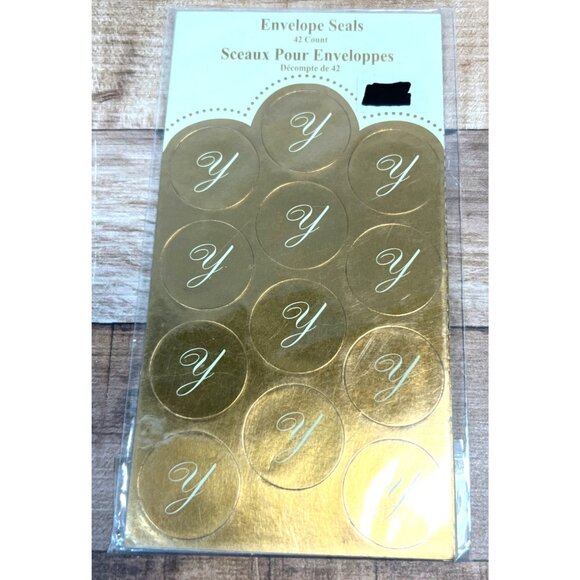 Studio 18 Gold Envelope Seals 42 Count Monogram Y By International Greetings USA - Picture 1 of 2